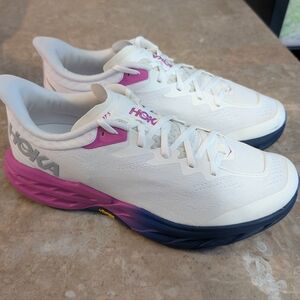 Hoka Speedgoat 5 Johannes Klaebo Vibram White-Fuschia Running Shoes Men Size 12D